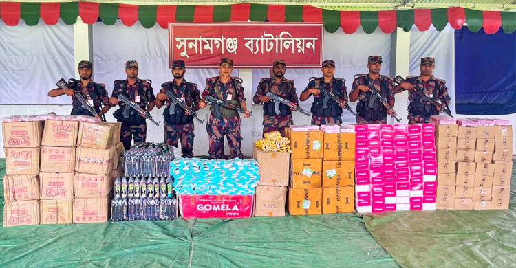 সুনামগঞ্জে ৪০ লক্ষ চোরাই পণ্য জব্দ