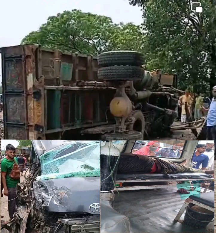 জৈন্তাপুরে ট্রাক-মাইক্রোবাস সংঘর্ষে চালকের হাত বিচ্ছিন্ন, আহত ৩