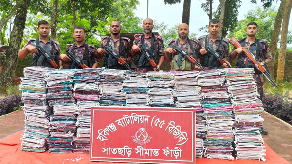 হবিগঞ্জে ৫২ লাখ টাকার মাদক ও ভারতীয় শাড়ি জব্দ