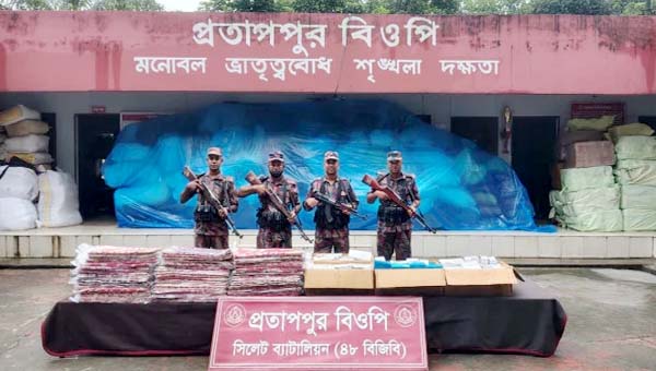 সীমান্তে বিজিবির অভিযান, ৭৩ লাখ টাকার চোরাচালানি পণ্য জব্দ