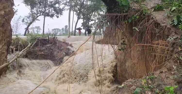 হবিগঞ্জে খোয়াই নদীর বাঁধে ভাঙন