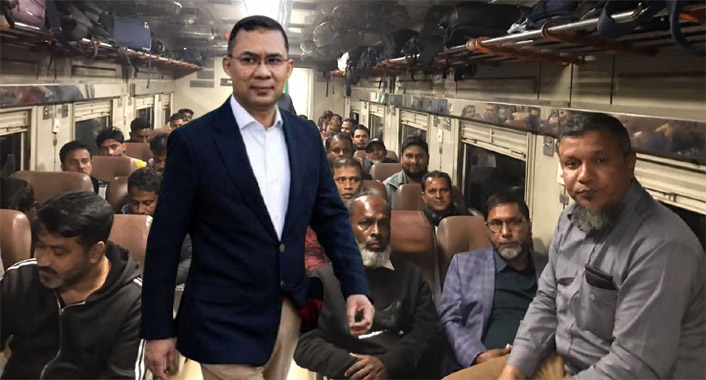 তারেক রহমানকে অভ্যর্থনা জানাতে ঢাকা অভিমূখী সিলেটের নেতাকর্মীরা