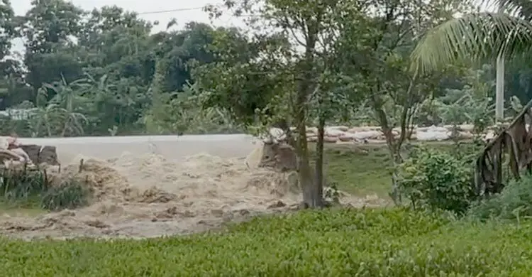 মৌলভীবাজারে মনু নদীর বাঁধে ভাঙন, প্লাবিত রাজনগরের কয়েকটি গ্রাম