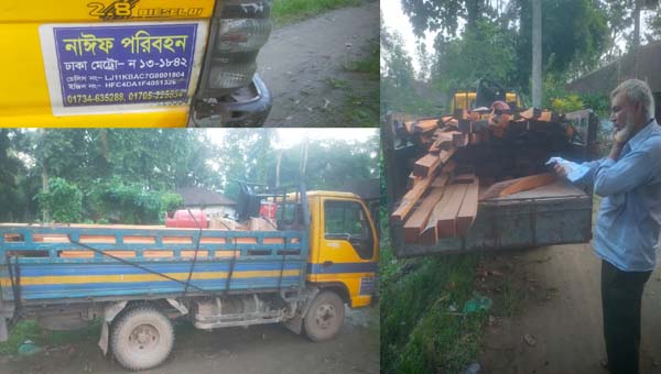 শায়েস্তাগঞ্জে ৮০ ঘনফুট মেহগনি কাঠসহ ট্রাক আটক