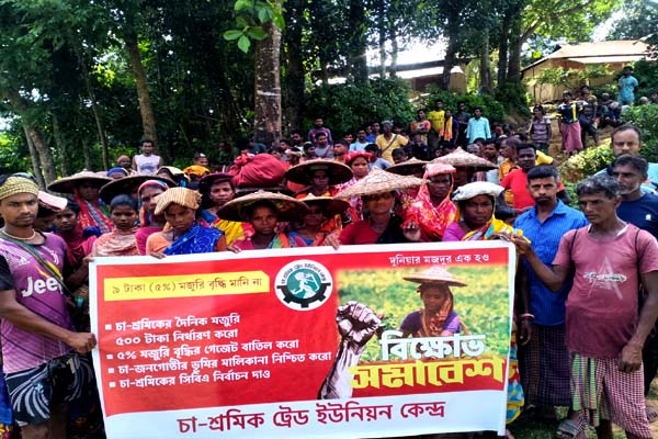মজুরি ৫০০ টাকা না হলে আন্দোলন জোরদারের হুঁশিয়ারি চা-শ্রমিকদের