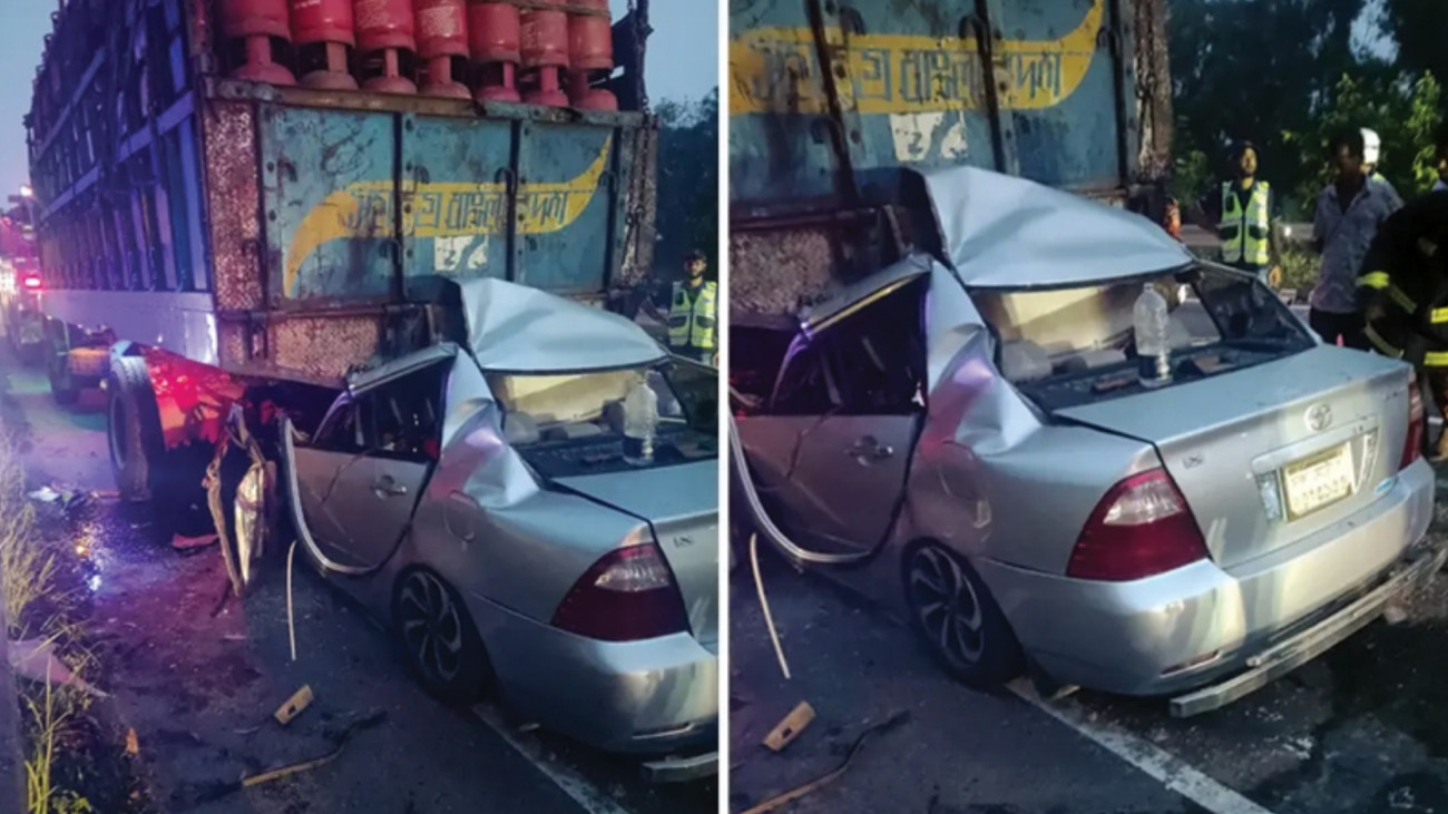 দাঁড়িয়ে থাকা ট্রাকে প্রাইভেটকারের ধাক্কা, শিশুসহ নিহত ৫