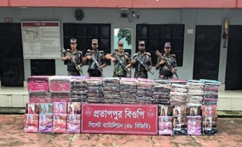 সিলেট সীমান্তে ৮০ লাখ টাকার চোরাই পণ্য জব্দ