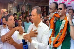 অ্যাকাউন্টে ৩৯৩৪ টাকা, তবুও ‘আবেগে’ নেতাকে দেন ১০ লাখ টাকার চেক