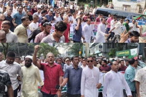 সুনামগঞ্জ জেলা বিএনপি নেতা কামরুলের নেতৃত্বে সিলেটের শোভাযাত্রায় নেতাকর্মীদের ঢল