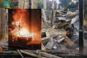 দুর্বৃত্তদের আগুনে বসতবাড়ি পুড়ে ছাই