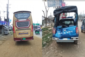 তেমূখীতে বাসচাপায় পুলিশের ডিসি সহ আহত ৬