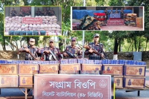সিলেট সীমান্তে বিপুল পরিমান চোরাই পণ্য জব্দ
