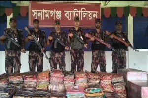 সুনামগঞ্জে যৌথ অভিযানে কোটি টাকার ভারতীয় পণ্য জব্দ
