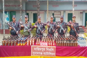 সীমান্তে বিজিবির অভিযানে ২১৯ বোতল ভারতীয় মদ জব্দ