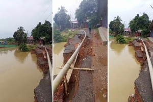 বালুখেকো চক্রের লোভে ভাঙছে সড়ক, ঝুঁকিতে রেলসেতু